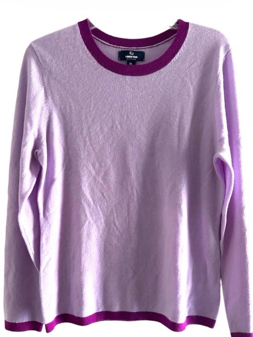 Lands' End Womens Cashmere Sweater Lavender Cloud Multi Regular Medium - Picture 4 of 8